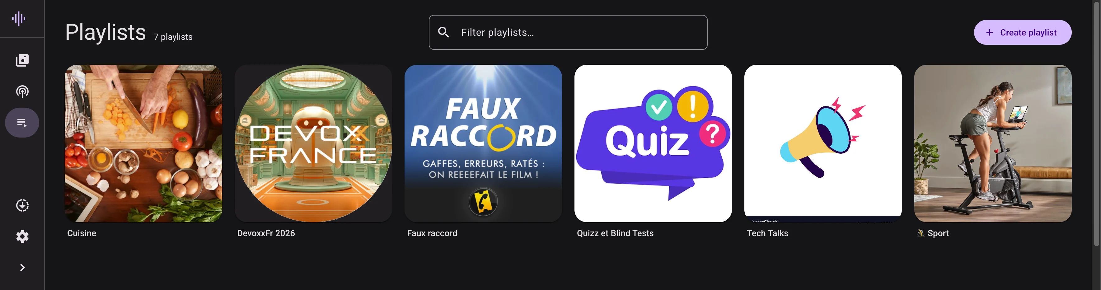 Playlists page