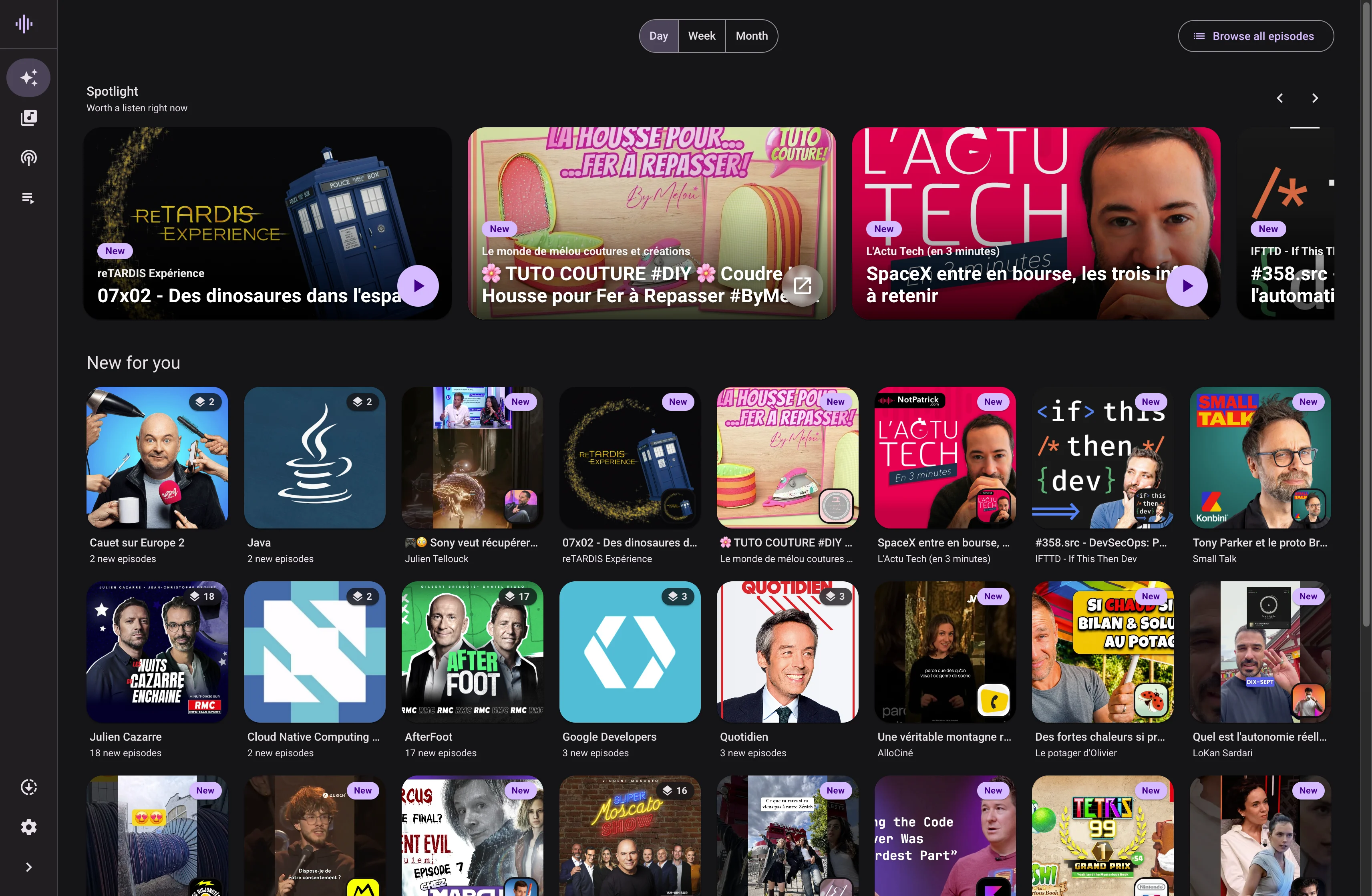 Spotlight landing page with a featured carousel and a "New for you" grid